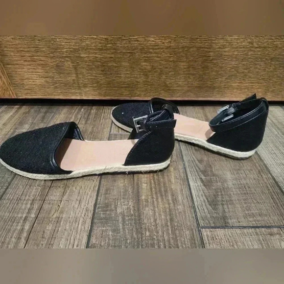 Lauren Conrad LC Flats BlackAnkle Strap Espadrille Sandals Size 10.5 - Picture 1 of 6